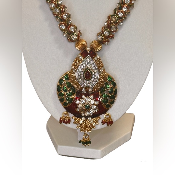 Bridal Gold 14k playing on Sterling Silver: Meena Kari &Semi Precious Gemstones - Picture 2 of 4